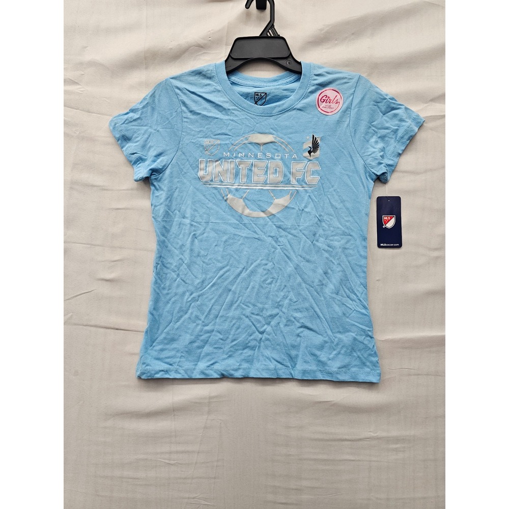 MLS Girls Minnesota United FC Graphic T-Shirt Blue Cotton Blend Size XL